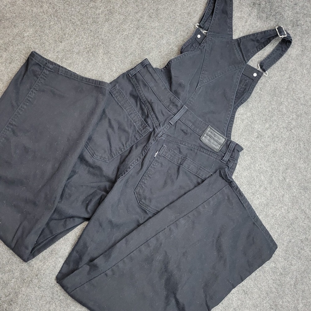 Levis Overalls Womens 29 Black Denim Stretch Side Zip Utility Work Y2K Mechanic